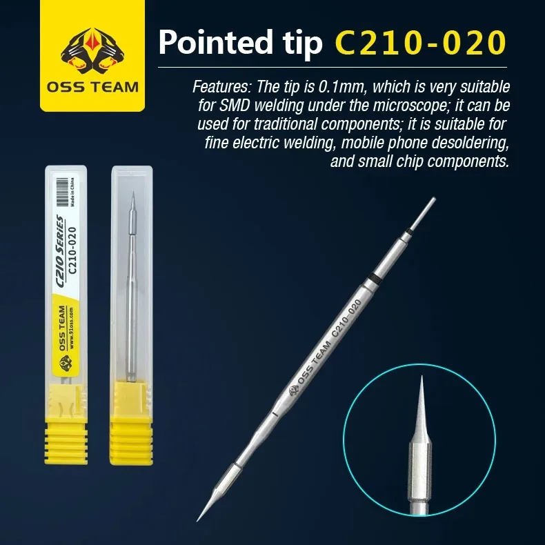 OSS Team C210 C245 punta per saldatore sostituzione punte Press-on strumento per attrezzature per saldatura Cautin Sting per T210 T245 T80P HS-02