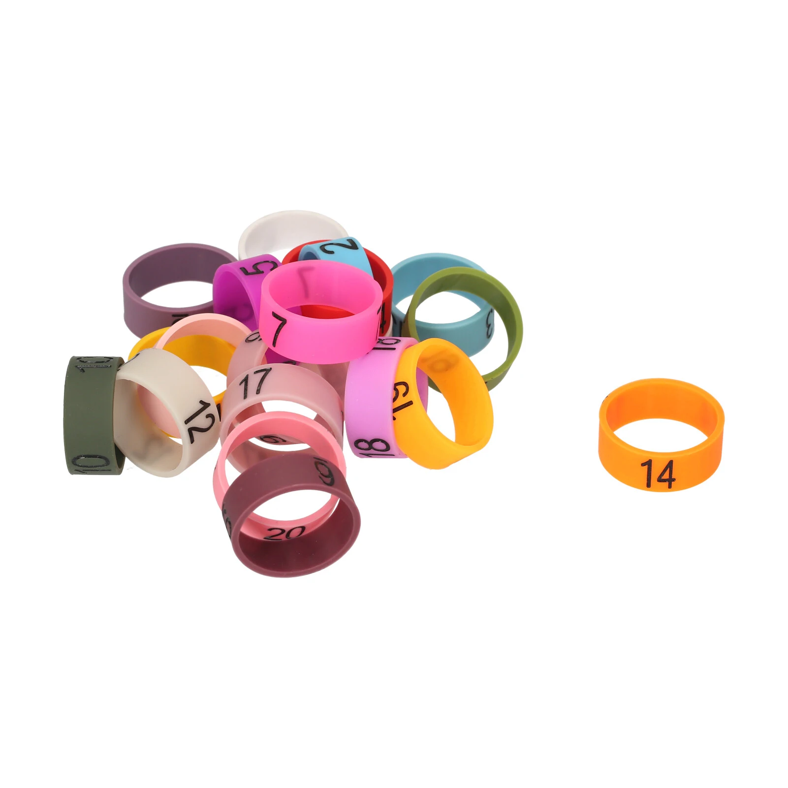 20 PCS Microphone Colored ID Rings Number 1 to 20 Multicolor Soft Silicone Ring for Distinguishing Different Microphones