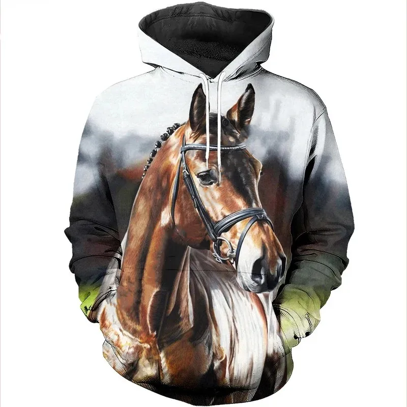 yk2Newest Funny Animal horse tattoo street clothing long sleeved sportswear Newfashion 3D printed autumn casual hoodie