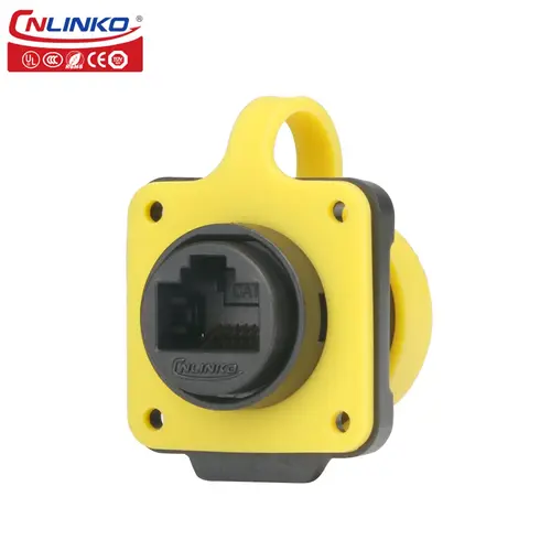 Imagen 2 del producto CNLINKO LP20 PBT plástico IP68 impermeable Cable RJ45 conector de señal CAT6 enchufe de montaje en Panel interfaz Ethernet de red
