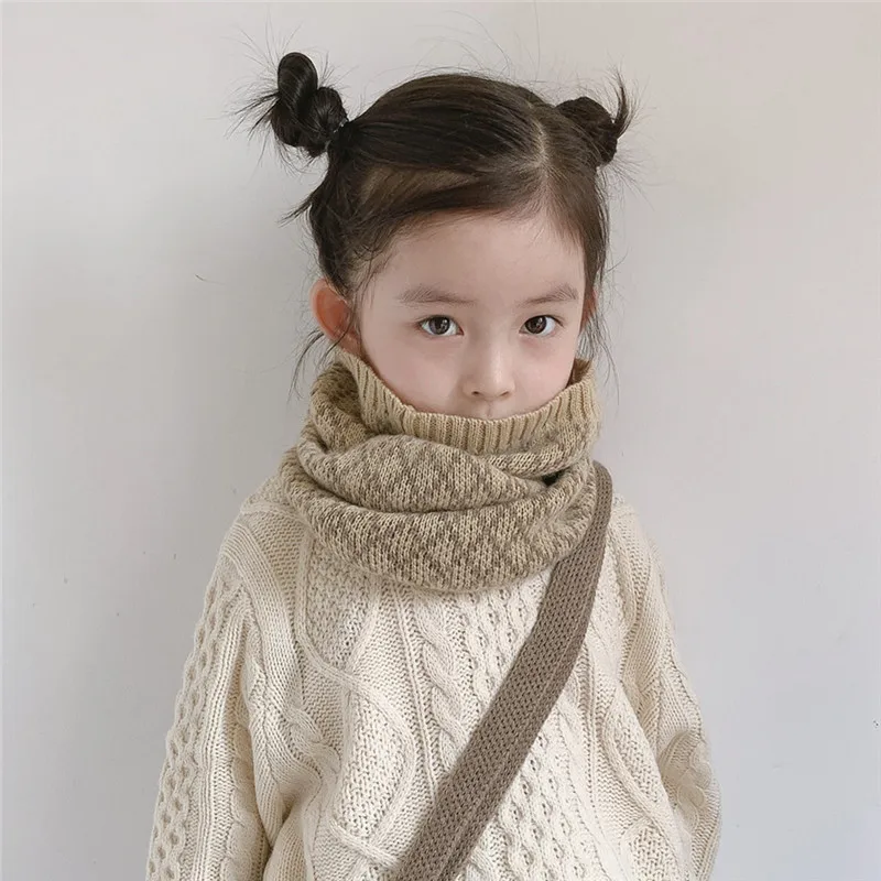 Fashion Diamond Grid Knitted Children\'s Scarf Winter Warm Windproof Cute Boys and Girls Neck Cover Scarves Clothing Accessories