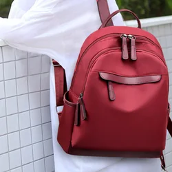 One Oxford Cloth Women's Backpack Simple Solid Color Leisure Commuter Large Capacity Backpack Student School Bag