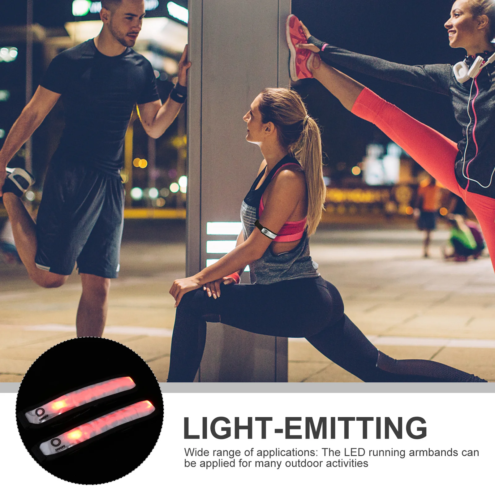 2Pcs Reflective Wrist Band Super Bright LED Light Strap for Running Riding Walking Festival Concert Music Adults Pets