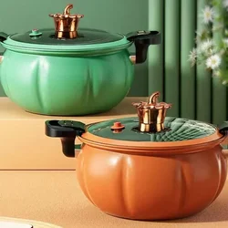 8L Non Stick Pumpkin Pot Multilayer Base Micro Pressure Cooker Multipurpose Large Capacity Thickened Soup Pot With Visible Lid