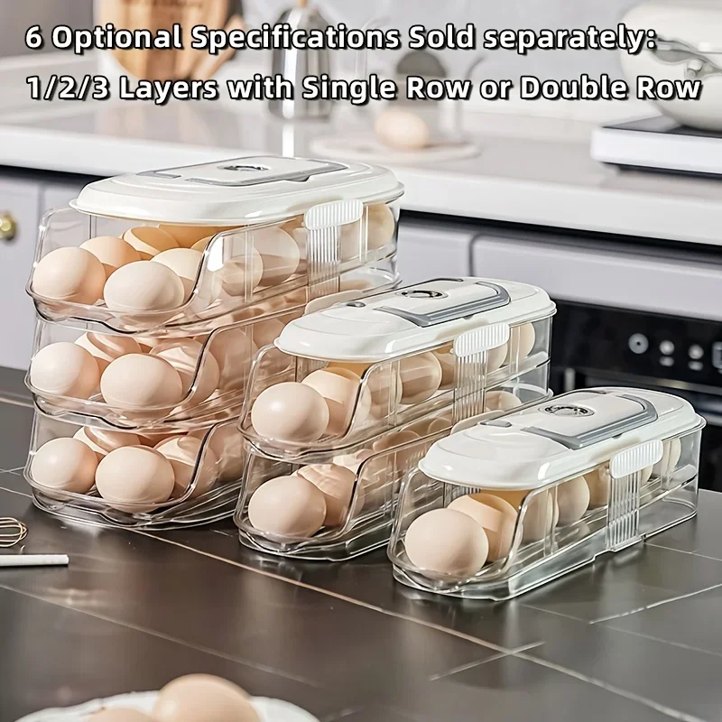 Multi-layer Fridge Egg Storage Box Shelf Automatic Rolling Eggs Holder Rack Ladder Style Refrigerator Eggs Dispenser Organizer