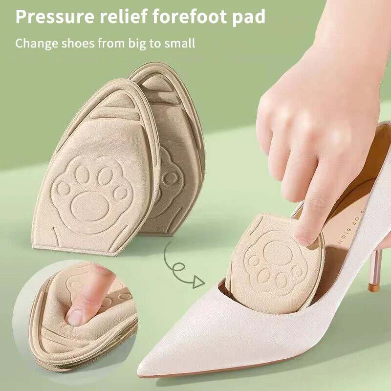 High Heels Forefoot Pads Sneakers Foot Pad Half Insoles For Shoes Non-slip Anti-pain Pain Relief Care Shoe Size Reducer Inserts