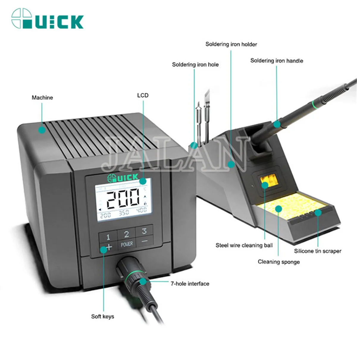 QUICK Q8 Soldering Station Rework With Hot Air Gun Lead-Free Heating Station+Nozzle for CPU Motherboard Mobile Phone Repair Tool