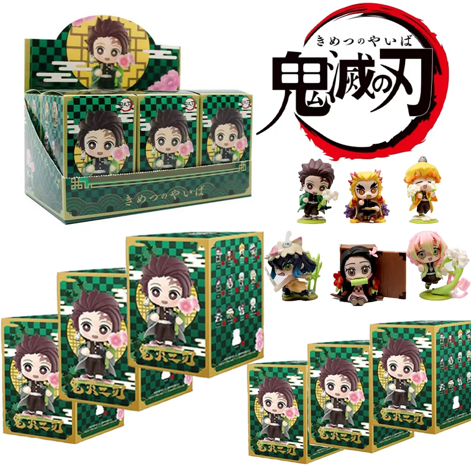 @Demon Slayer Tanjiro Kamado Nezuko anime cartoon figure blind box creative personalized statue model ornament surprise gift box