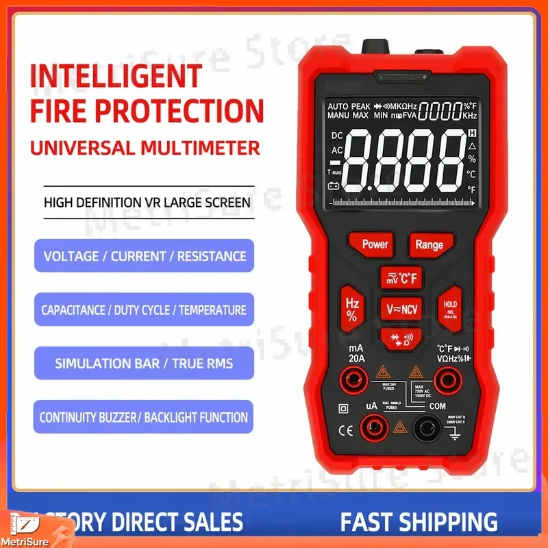Intelligent Full-Button Auto Range Capacitance Meter with VR Screen Analog Bar Digital Multimeter for Electronics