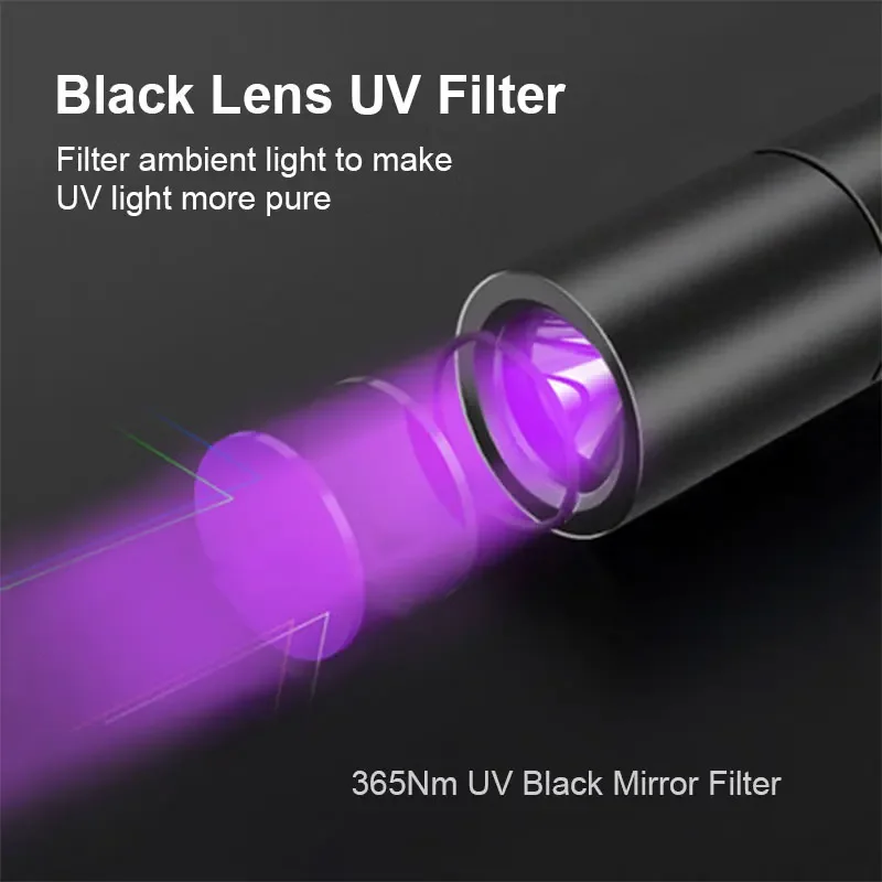 

UV 5W built-in 18650 battery usb uv laser pointer. Powerful Ultraviolet Light 365nm Flashlight with Filter aluminum torch