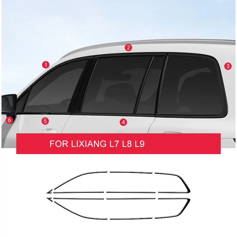 

For Lixiang L9/L8/L7 Modified Black Window Trim Car Accessories Baking Paint Black Knight