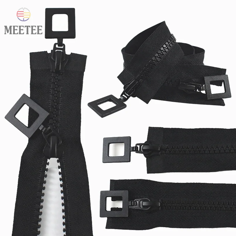 

5Pcs 50-150cm Black Resin Zippers Double Head Open End Two Way Zipper for Hoodie Coat Jacket Zip Repair DIY Sewing Acessories