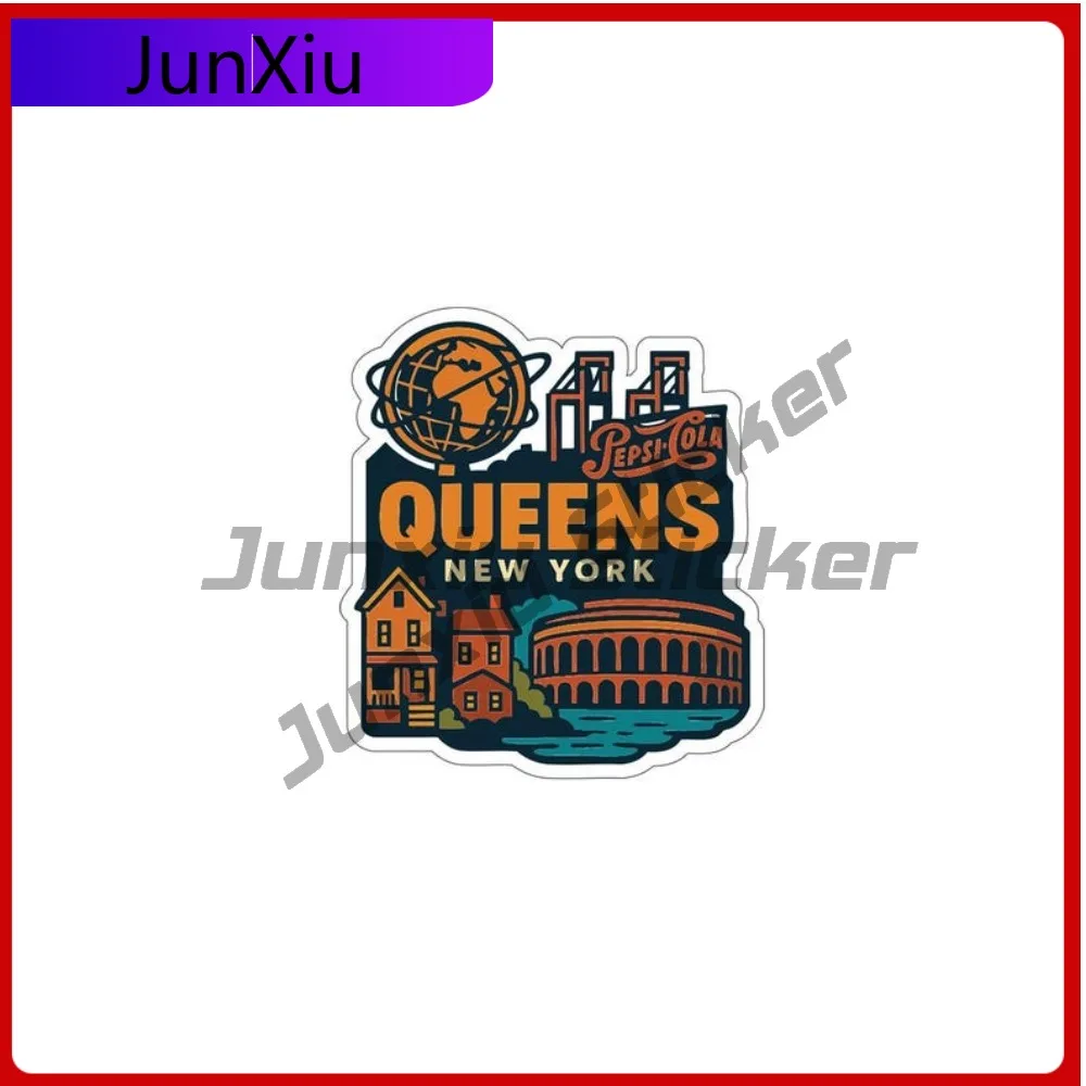 

Queens New York Sticker Vinyl Die-cut Travel Decal Exterior City Skyline Landmark Design Custom Decals Motorcycle Bumper Window