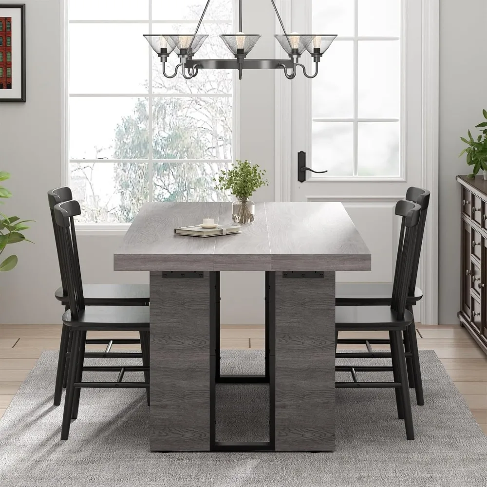 Прямоугольный обеденный стол в деревенском стиле на 6-8 мест.