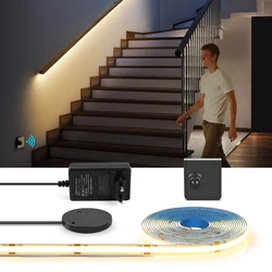 High Lumen COB LED Strip Light With PIR Motion Sensor Switch & One Wireless RF Reciever For Home Kitchen Stair Corridor Bathroom