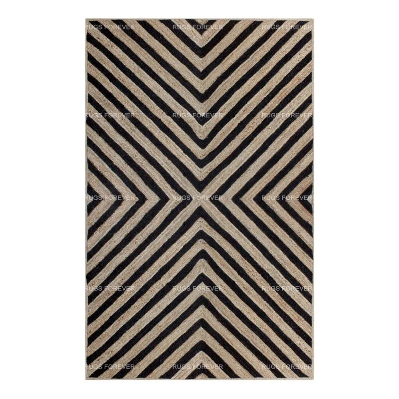 

Handmade Jute Rug Living Room Area Rugs Hand Braided Black Kilim Indian Yoga Mat