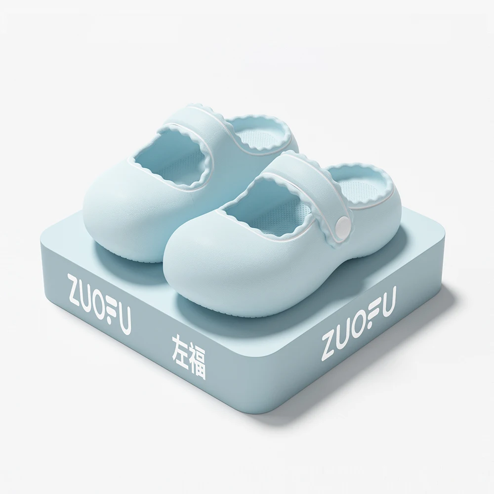 ZUOFU Women Scalloped Trim Mary Jane EVA Clogs Spring Summer Non-Slip Thick Sole Indoor Outdoor Garden Casual Shoes