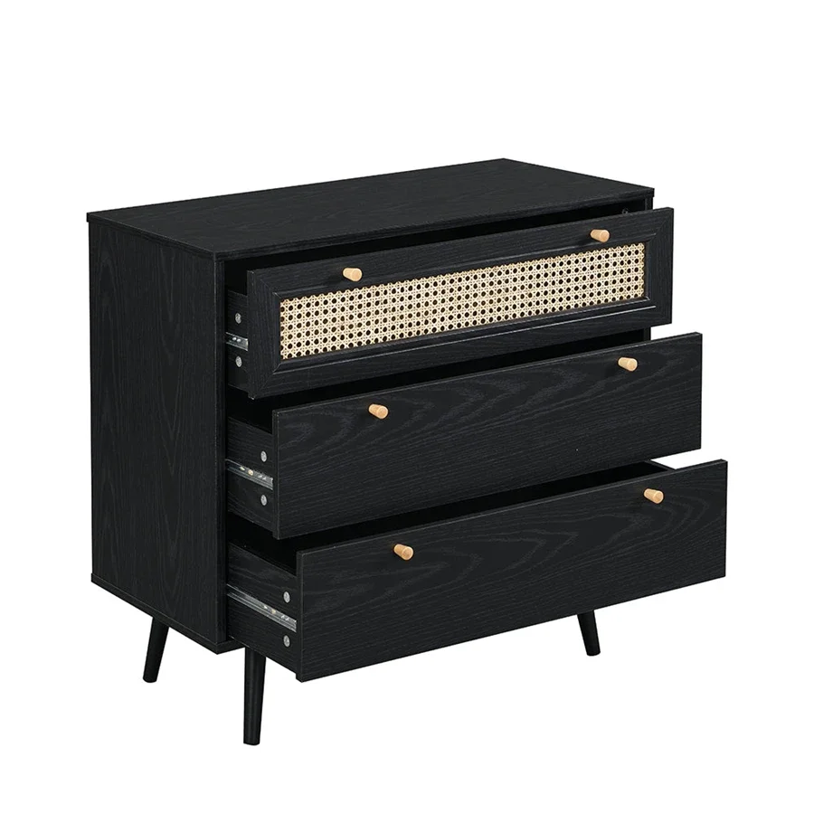 

Modern Unique Three-Drawer Oak Dresser for Home Living Room Hotel for Clothes Storage Wooden Panel Style