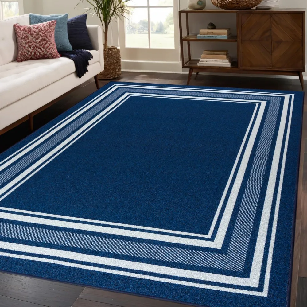 Beverly Rug Non Slip Area Rugs 5x7 Modern Bordered Non Skid Rubber Backing Soft Area Rug for Living Dining Room Easy to Clean No