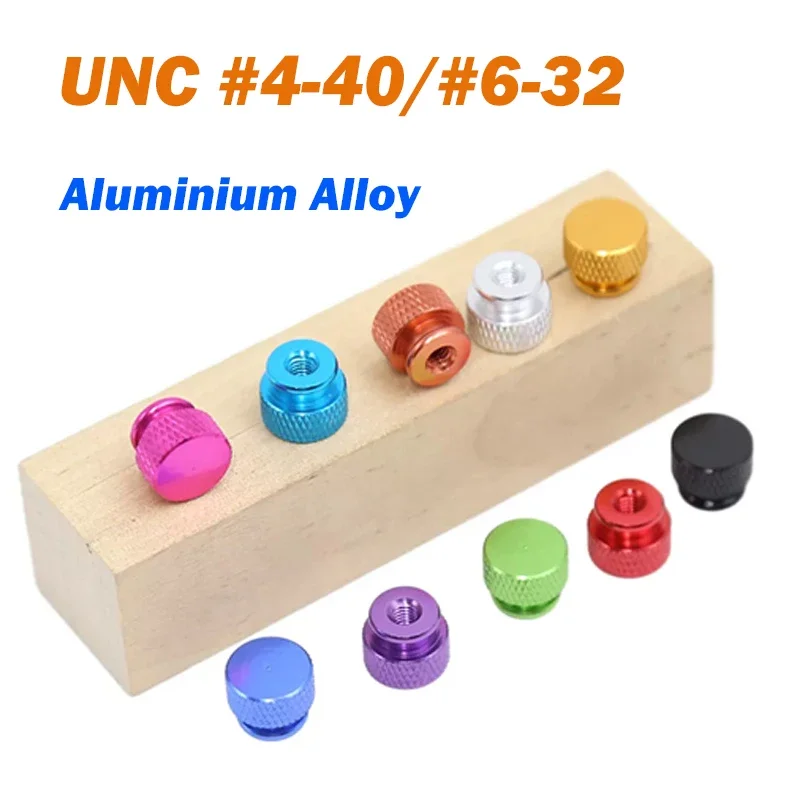 2Pcs Colored Nuts UNC #4-40/UNC #6-32 Anodized Aluminium Alloy Blind Hole High Step Knurled Thumb Nuts Hand Grip Knob Nut