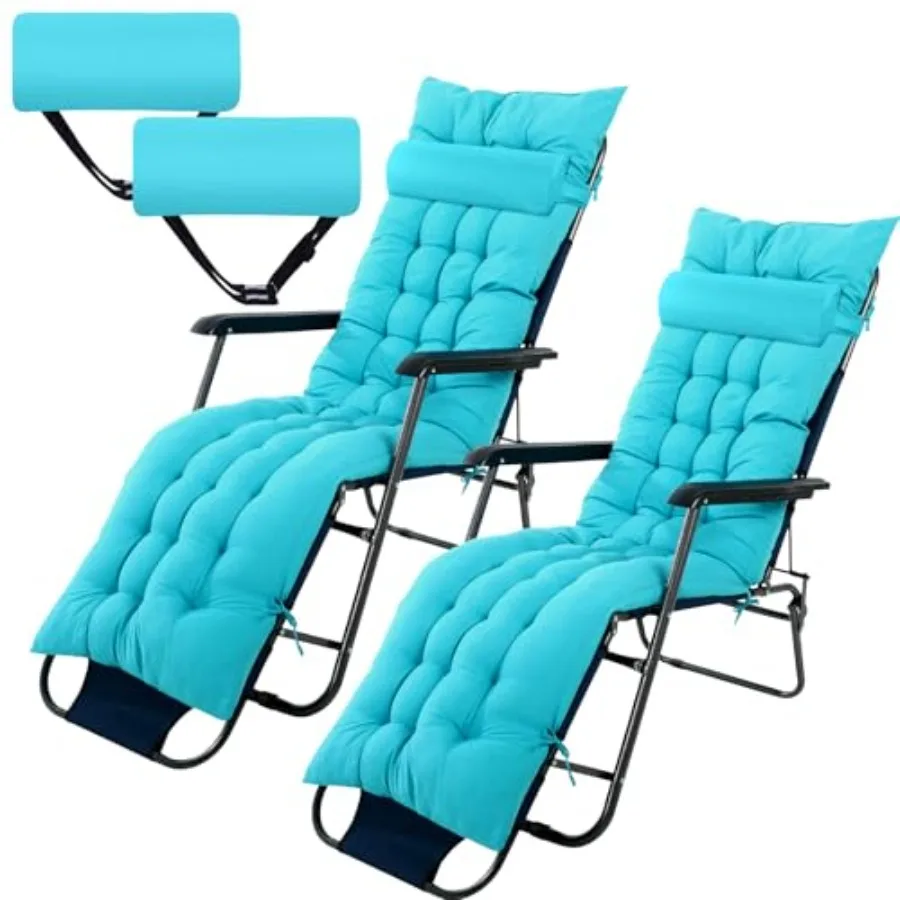 

2 Set 67 x 21 Inch Lounge Chair Cushion with Headrest Soft Patio Chaise Lounge Cushion for Outside Sofa Lawn Furniture Chair Pa