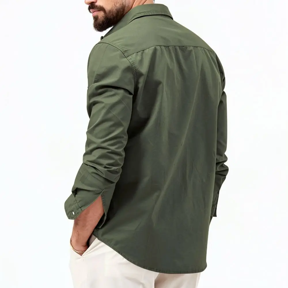 Casual Mens Shirt Long Sleeve Multi Pocket Style Spring Autumn Slim Fit Breathable Fashion Outdoor Workwear