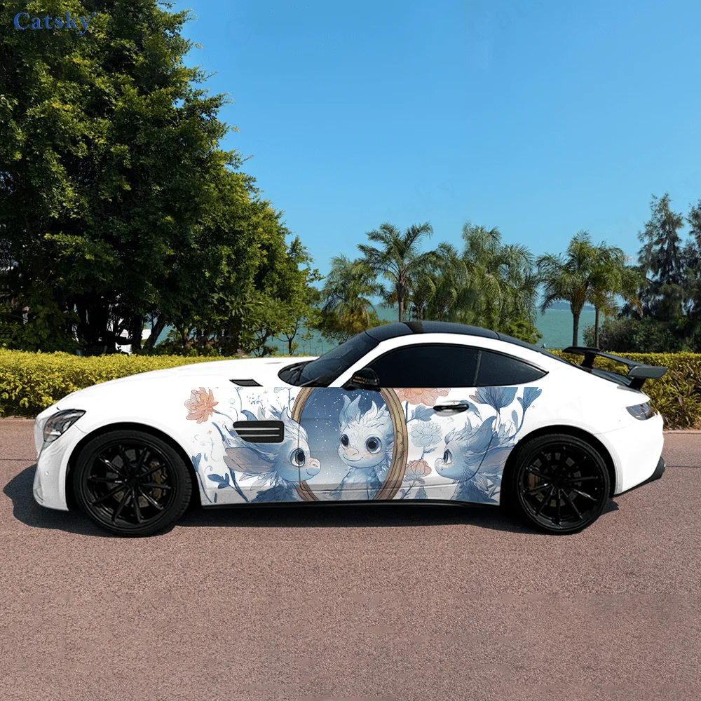 

Синий детский дракон, милая автомобильная виниловая наклейка, самоклеящаяся наклейка из ПВХ, подходит для грузовиков, внедорожников, украшения, автоаксессуары, подарок