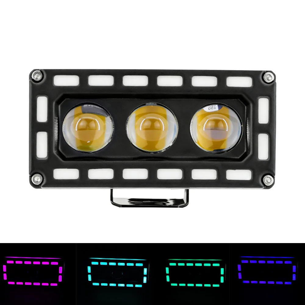 Colorful running water motorcycle spotlight 3 beads marquee aperture strong light waterproof electric vehicle spotlight