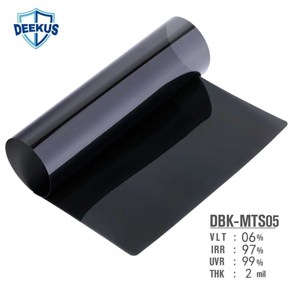 ฟิล์มกรองแสงติดรถยนต์ Deekus-MTS05 PET Nano Carbon รุ่น CS20 VLT05% แบบมีกาวในตัว สำหรับติดกระจกรถยนต์