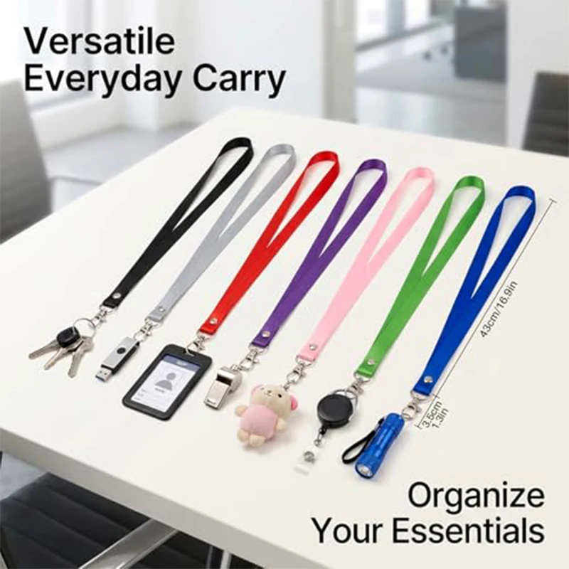 100Pcs Neck Lanyards, Soft Polyester Straps for Name Tags, Access Cards & Keychains
