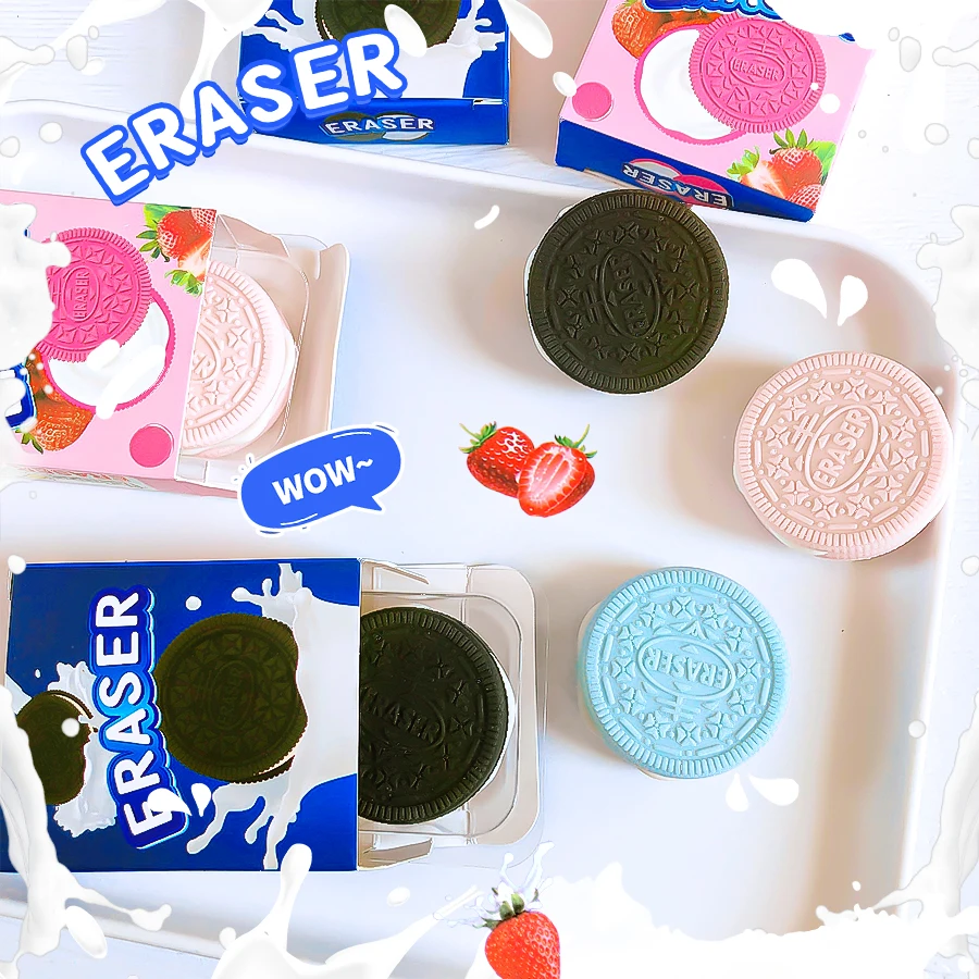 

Aesthetic stationery and office back to school accessories teacher supplies cookie funny erasers rubber cute school supplies