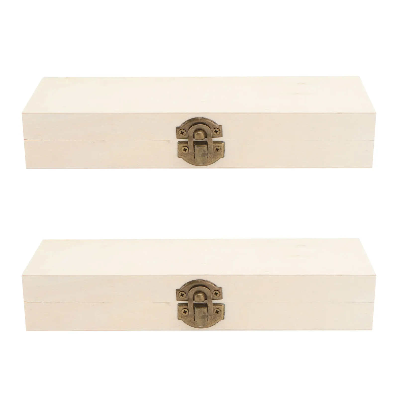 

2pcs Wooden Stationery Box Beige School Supplies Retro Pen Storage Case Creative Desk Organizer Pencil Case Classic