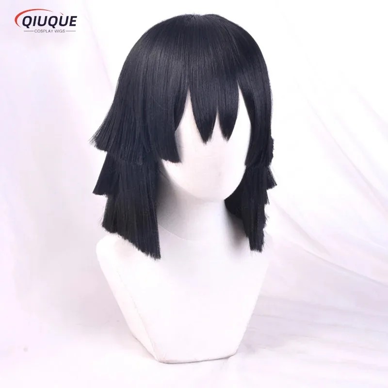 

2025 yiyi High Quality Iguro Obanai Short Black Styled Heat Resistant Hair Cosplay Costume Party Wigs + Free Wig Cap