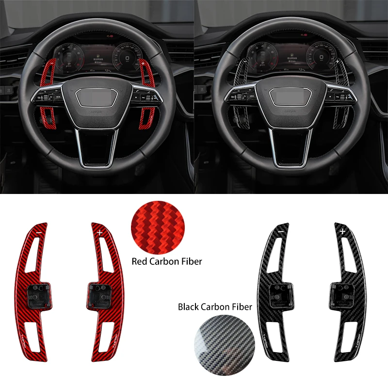 

Real Carbon Fiber Car Steering Wheel Shift Paddle Shifter Extended Accessories For Audi A3 A4 S4 A5 A6 C8 A7 A8 2021