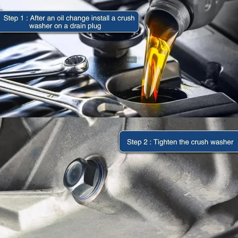 For Toyota Camry Corolla Lexus Oil Drain Plug Gasket 9043012031 Aluminum Oil Pan Bolt Washer Engine Sealing Replacement Parts