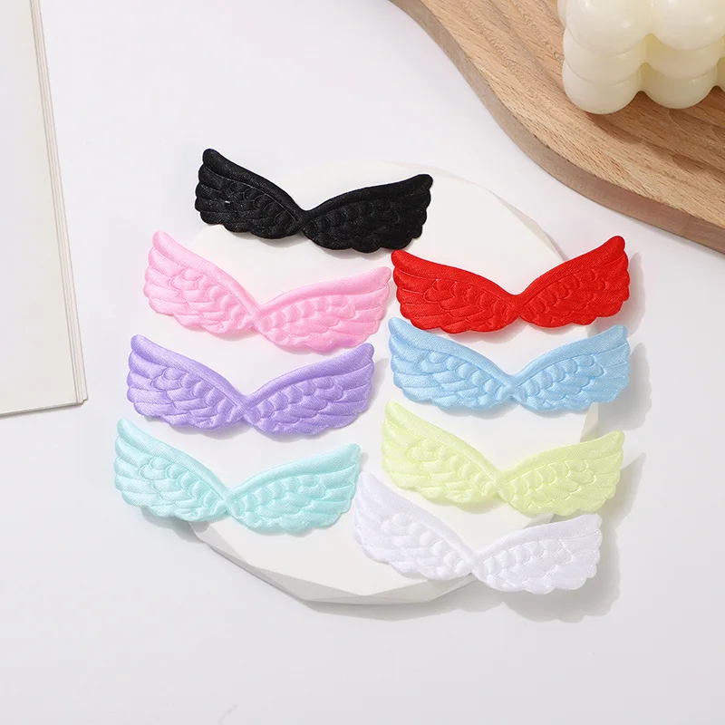 80 Stück 6,5*2CM Satin-Engelsflügel-Applikationen zum Aufnähen für DIY Haarspangen-Zubehör, Stofftaschen, Geschenkverpackungen, Dekoration – Detail 9