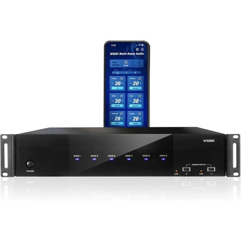 WS66i (AMP Only)- 6 Source x 6 Zone Multi-Room Audio Amplifier | Wirelessly App Controlled + 2 Streamers | Compatible with Airpl