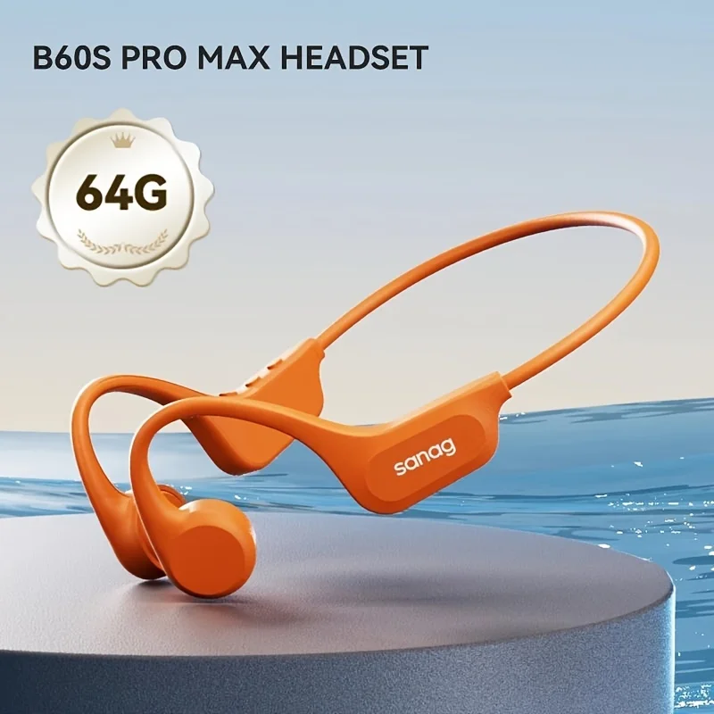 Sanag B60S IPX8 Zwemmen Bluetooth Hoofdtelefoon Beengeleiding Draadloze Oortelefoon Sport Fietsen Headset 64GB MP3 Speler Oordopjes