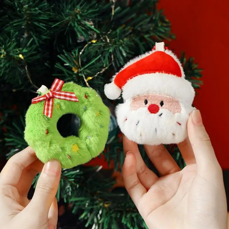 クリスマスぬいぐるみペンダントキーホルダー - バックパックやハンドバッグ用のかわいいぬいぐるみキーリング