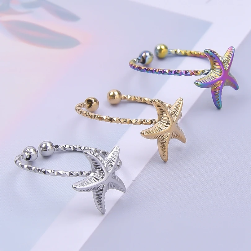 1/3Pcs Stainless Steel Sea Animal Starfish Shell Open Rings For Women Summer Marine Life Pentagram Birthday кольца Jewelry Bulk