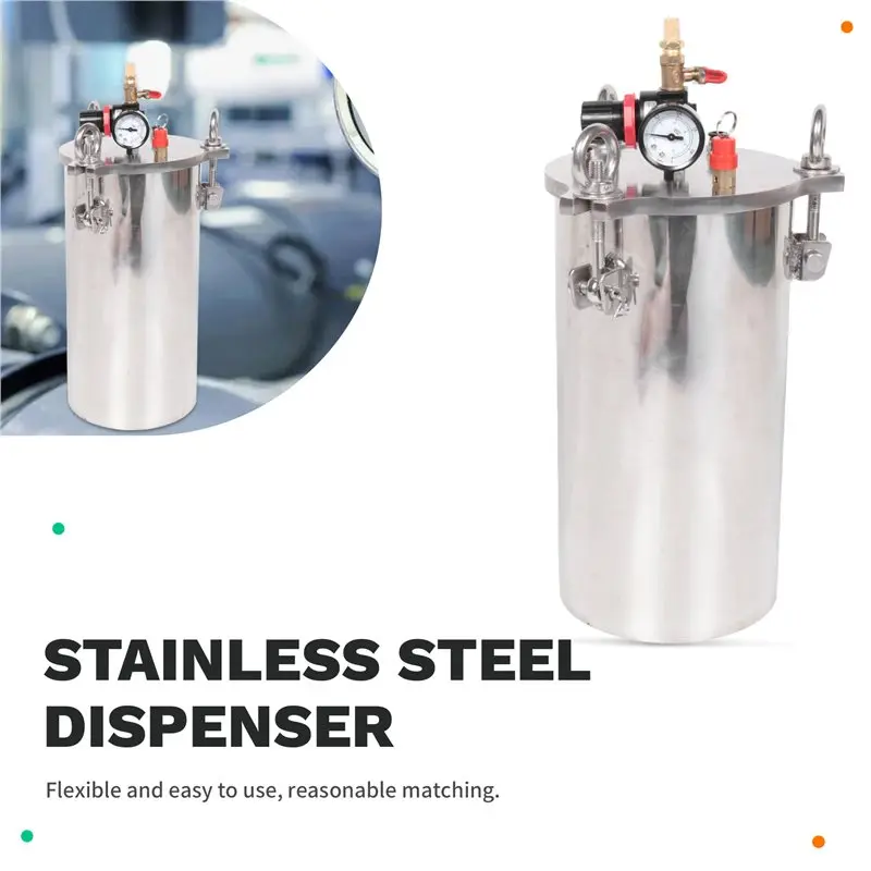 A96K-Dispensing Valve Pressure Tank 304 Stainless Steel Quality Dispenser Pressure Barrel Fluid Dispensing Storage Bucket 5L