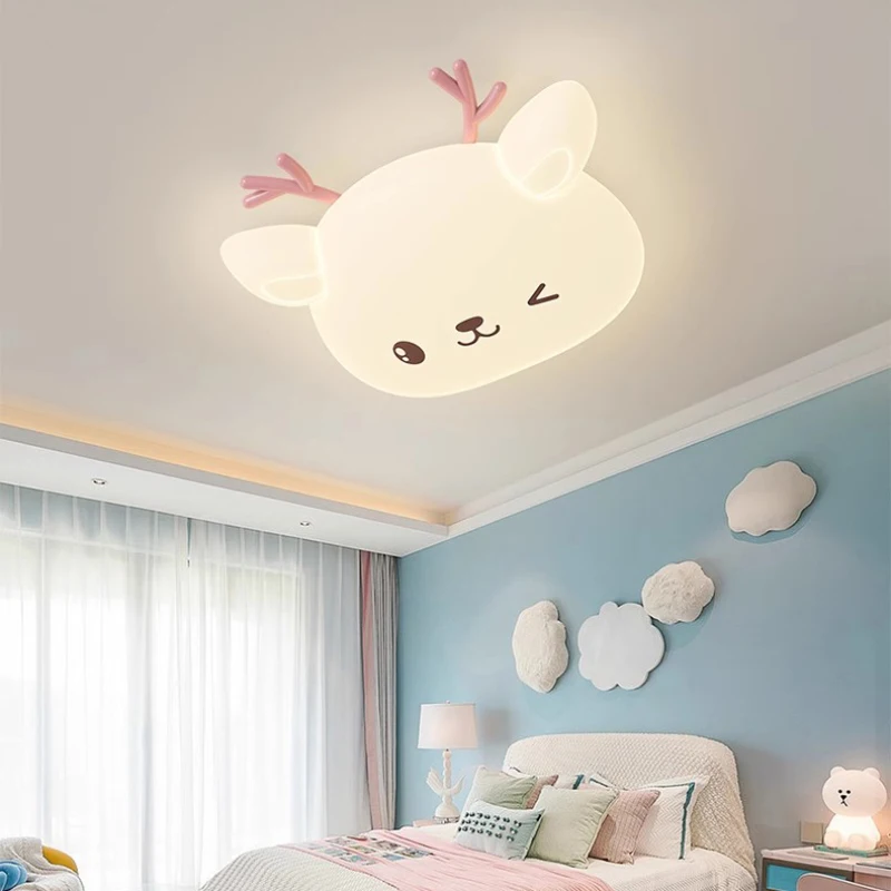 Nordic Children's Room Ceiling Lamps Cute Fawn Lamp Modern Warm Baby Room Princess Room Little Girl Boy Bedroom Ceiling Lights