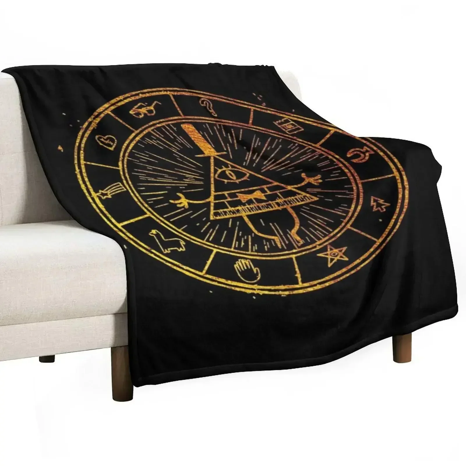 The Bill Cipher Wheel Throw Blanket Retros Furry Blankets