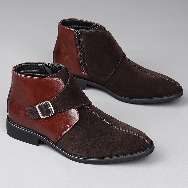 

Autumn Winter Men's Boots Business Pointed Men Ankle Boots Comfortable Zipper Leather Boots Man Chelsea Boots botines de hombre