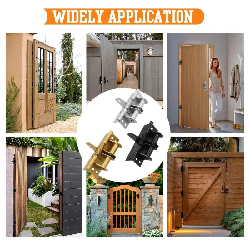 مفصلات أبواب أوتوماتيكية جديدة 3 في 1 مع تحديد موضع 90 درجة، مفصل زنبركي، أقرب الباب وسدادة الباب #6