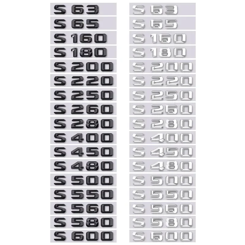 S63 65 160 S220 250 S480 S550 S600 letter logo car sticker for mercedes benz S class refit rear boot displacement trunk label