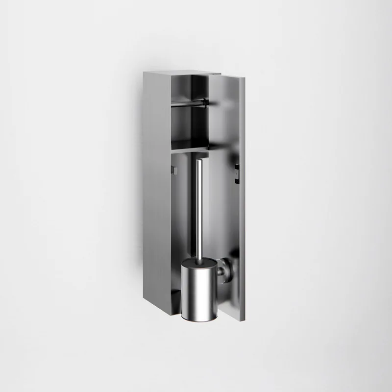 304 Stainless Steel Recessed Wall Niche Bathroom Toilet Brush Holder Tissue Box Partition Storage Shelf