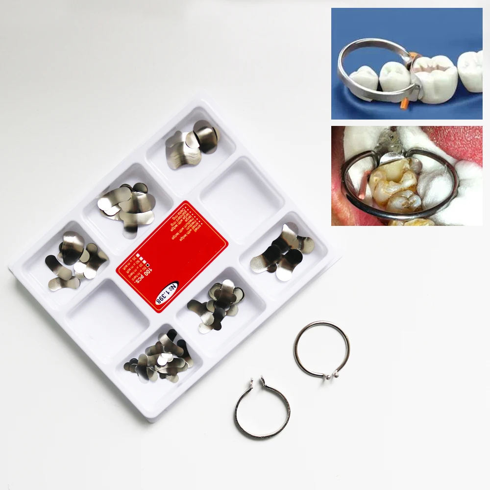 Système matriciel sectionnel orthodontique, kit de bande avec 2 anneaux, 1 boîte