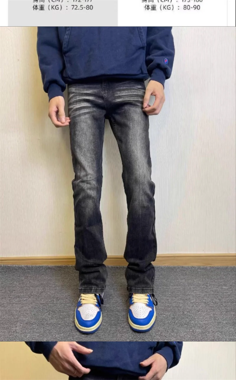 

Cleanfit Style Texture Washed Retro Elastic Jeans for Men's Slim Fit Spring and Autumn Versatile Pants Straight Leg Micro Pants