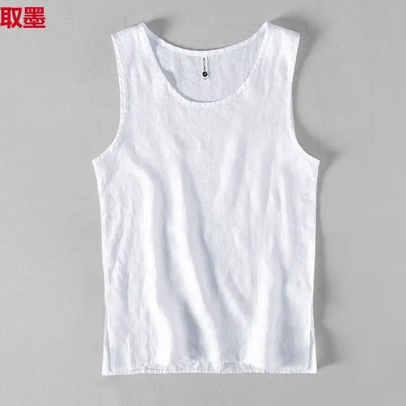 

Men's Casual Linen-Like Svel Vest Thin Loose round Ne Sweatirt Simple Match oulder Pad Suitable for All Seasons